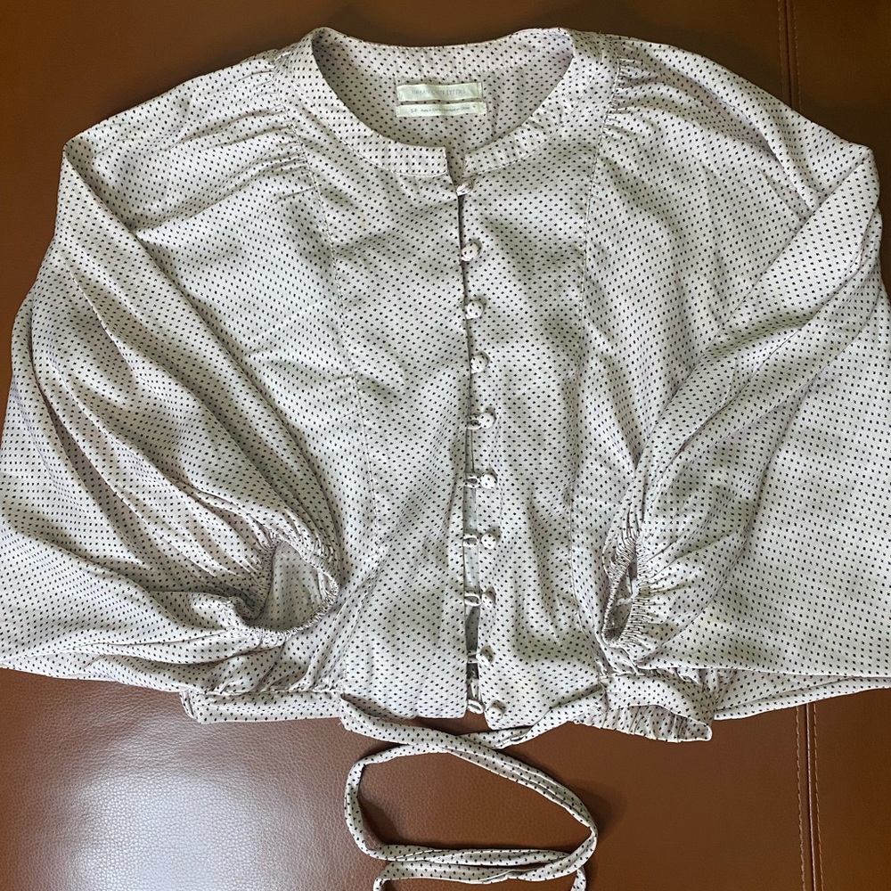 Waist Tie Patterned Button Front Blouse - image 2